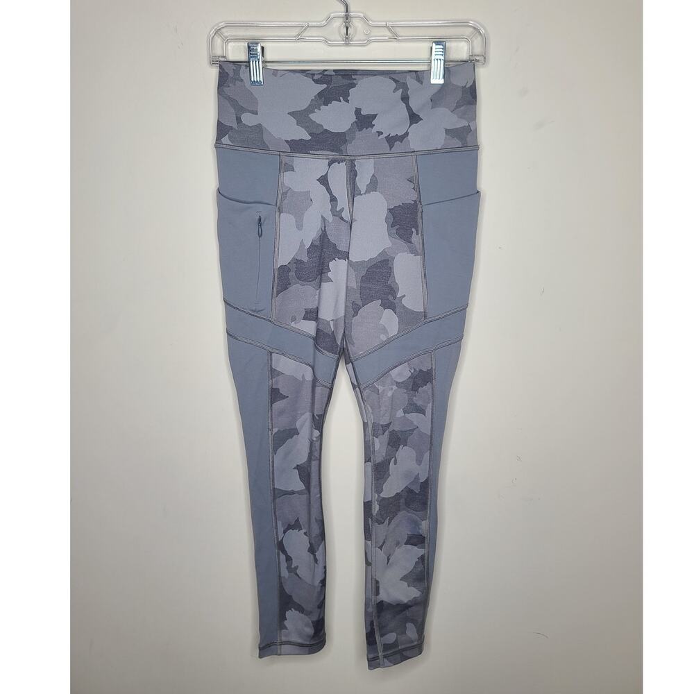 Athleta grey camo althletic leggings with side pockets - XS
